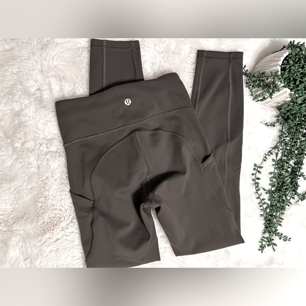 Lululemon Invigorate High Rise Everlux 25” Tights Dark Olive Size 2 - Picture 2 of 6